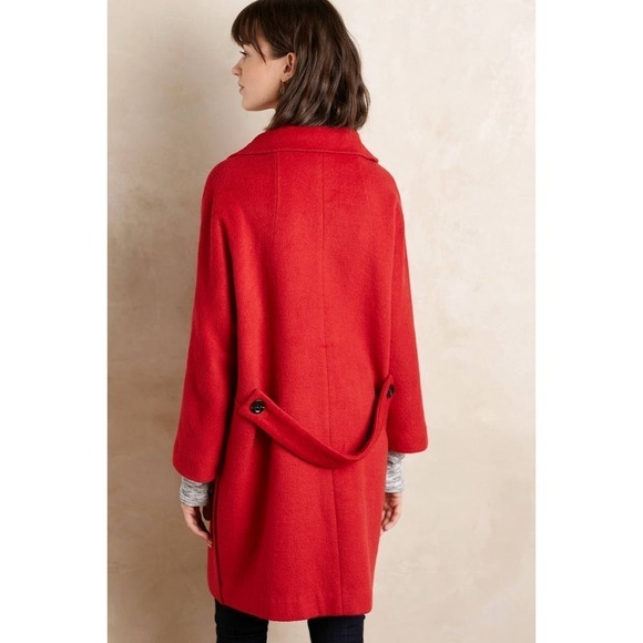 Anthropologie Elevenses Brienne  Red Oversized Wool Blend Coat Size MP - Picture 4 of 11